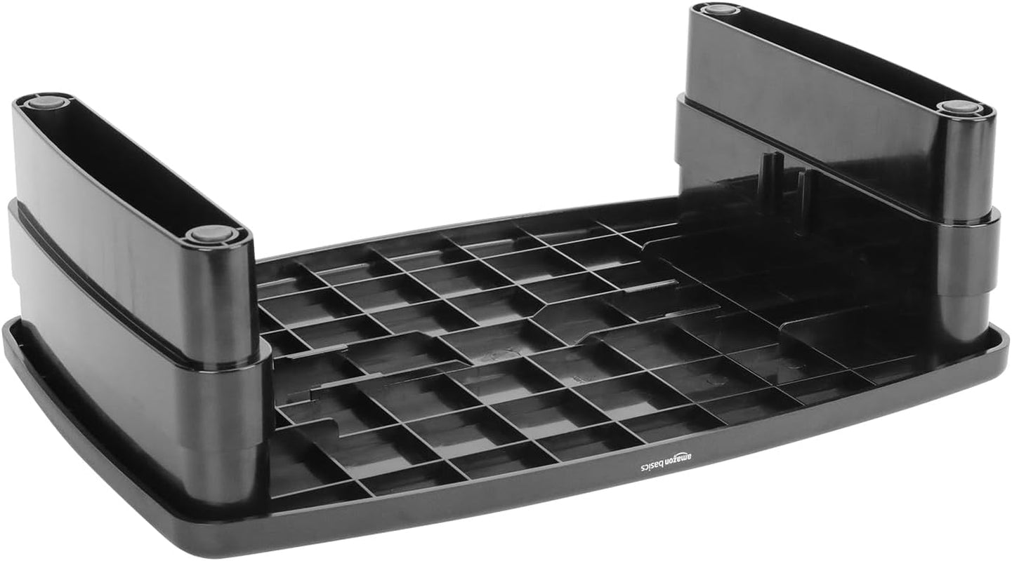 Height Adjustable Rectangular Computer Monitor Riser Desk Stand with Storage for Reduced Neck Strain - Fits Monitors, Laptops up to 22Lbs, Black